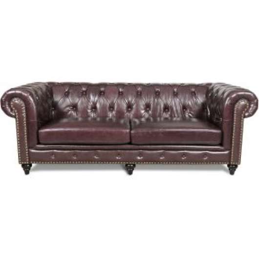Brackley Chesterfield 3-sits soffa i brunt läder - Chesterfieldsoffor