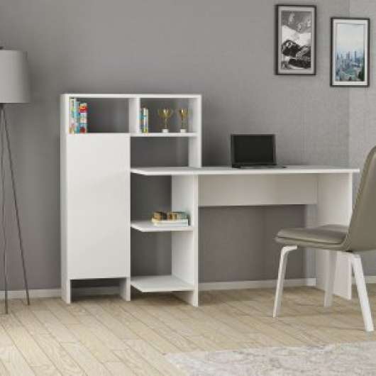 Buggy skrivbord 135,9x60 cm - Vit - Skrivbord med hyllor | lådor, Skrivbord, Kontorsmöbler