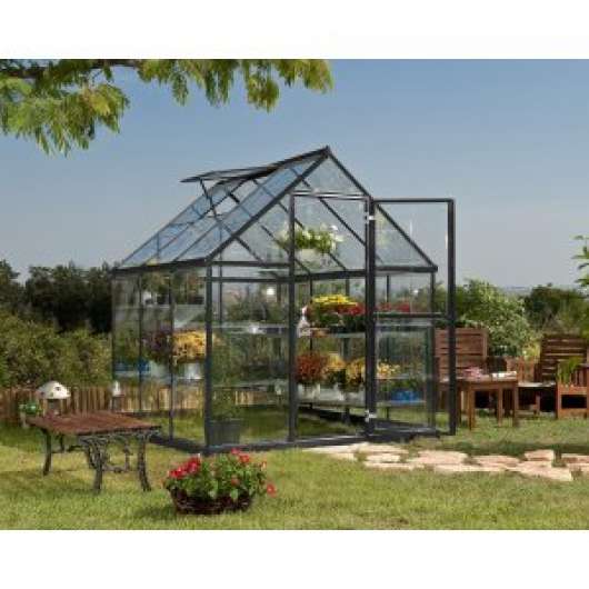 Canopia Harmony Växthus i Polykarbonat 3,4 m² - Mörkgrå/klarglas