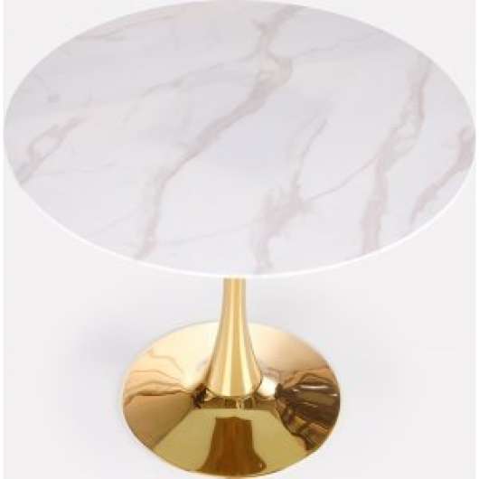 Casemiro matbord Ų90 cm - Vit marmor/guld - Runda matbord, Matbord, Bord