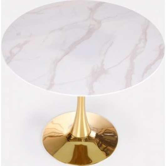 Casemiro matbord Ų90 cm - Vit marmor/guld