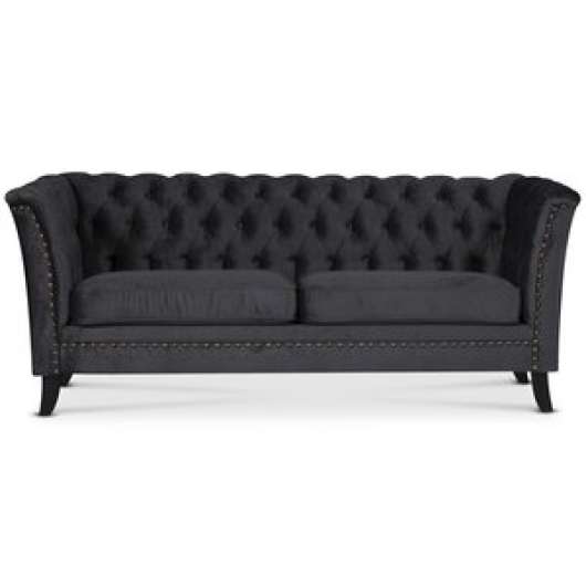 Chesterfield Liverpool 2-sits soffa - Antracitgrå sammet - 2-sits soffor