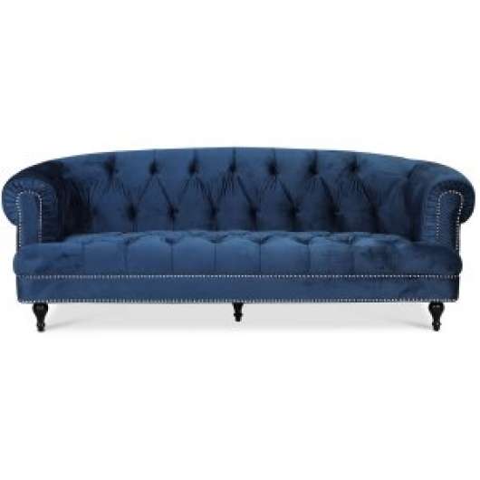 Chesterfield Oxford 3-sits soffa - Blå sammet - Chesterfieldsoffor, Soffor