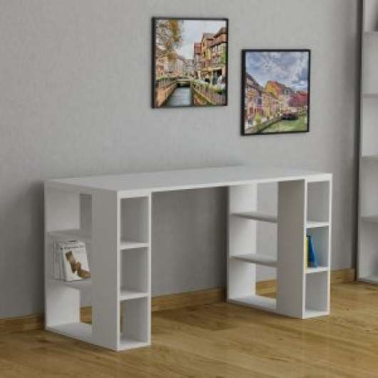 Colmar skrivbord 140x60 cm - Vit - Skrivbord med hyllor | lådor, Skrivbord, Kontorsmöbler