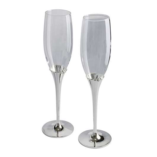 Dacapo Silver - Champagneglas med Kristaller 2-pack