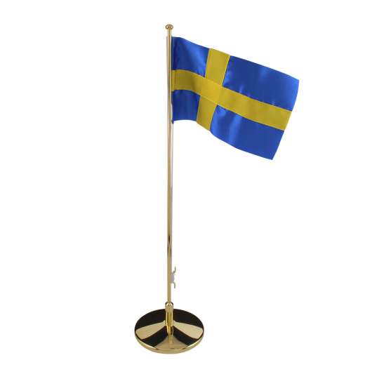 Dacapo Silver - Flaggstång med Svensk Flagga Mässingspläterad 42 cm