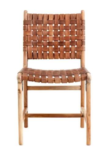Dinner Chair Weaving, Brown Leather/Wood