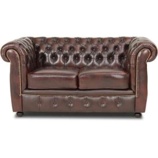 Dublin Chesterfield 2-sits soffa brunt läder - 2-sits soffor, Soffor