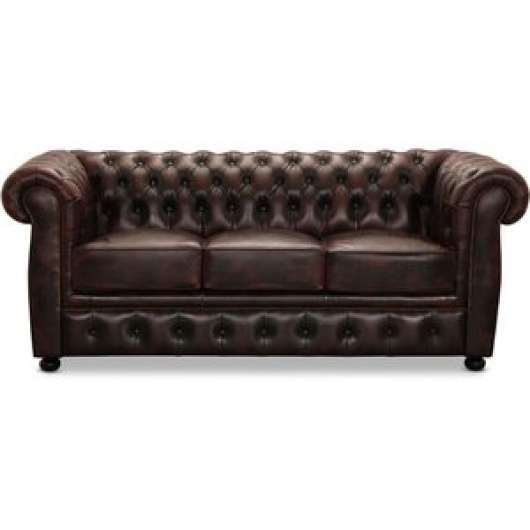 Dublin Chesterfield 3-sits soffa Oxblod läder - Skinnsoffor, Soffor