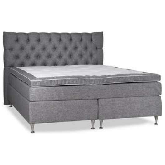 Ebony grå kontinentalsäng - 5-zons dubbelsäng med sänggavel + Möbelvårdskit för textilier
