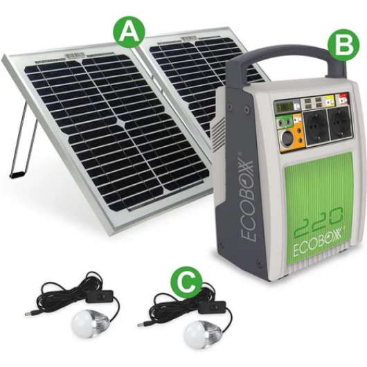 Ecoboxx - 220 solenergisystem. 120 W - FRI frakt