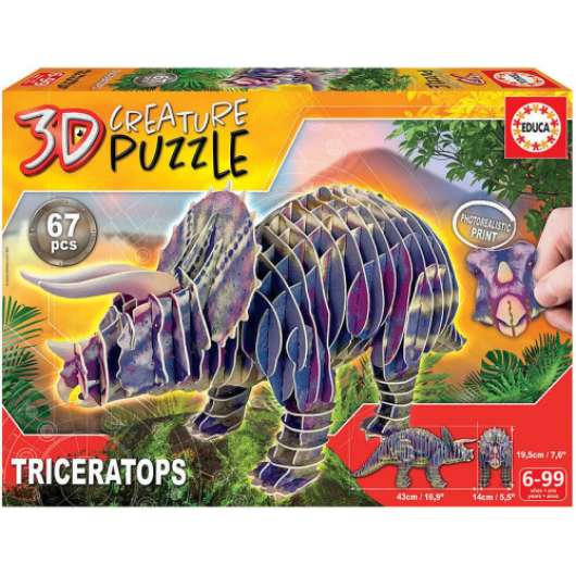 Educa - Triceratops 3D Creature Pussel 67 bitar