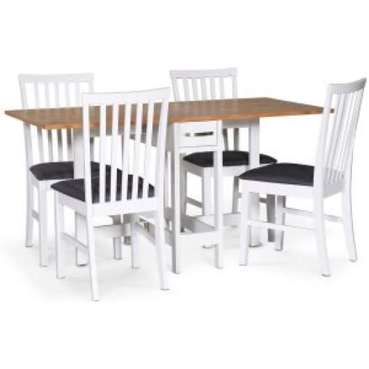 Fårö matgrupp Fårö klaffbord Vit / Ek med 4 st Alice stolar