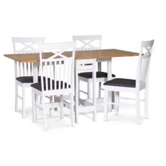 Fårö matgrupp Fårö klaffbord Vit / Ek med 4 st Sofiero stolar