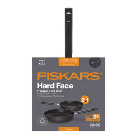 Fiskars - Hard Face Stekpanna. 24cm+28cm - FRI frakt