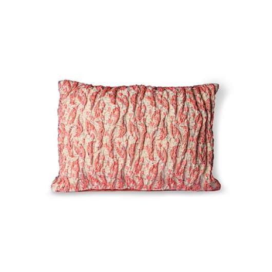 Floral Jacquard Weave Kudde Red/Pink 40x30 cm