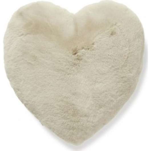 Fluffy hjärtformad prydnadskudde Beige - 45 x 45 cm - Fårskinnskuddar