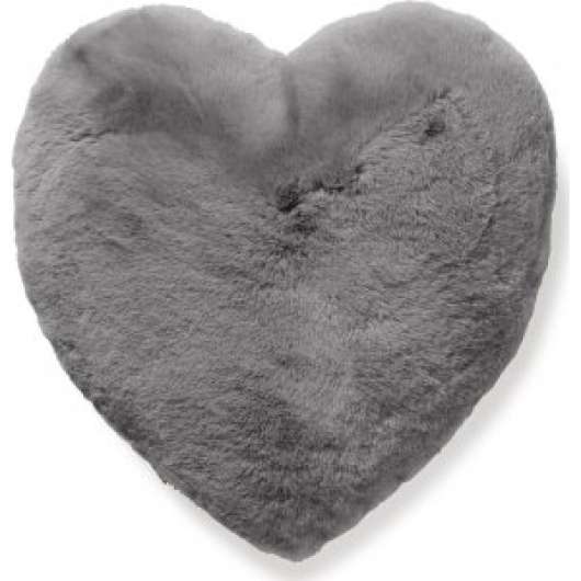 Fluffy hjärtformad prydnadskudde Grå - 45 x 45 cm - Fårskinnskuddar, Prydnadskuddar