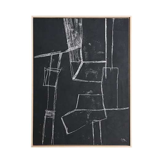 Framed Brutalism Painting Black 60x80 cm