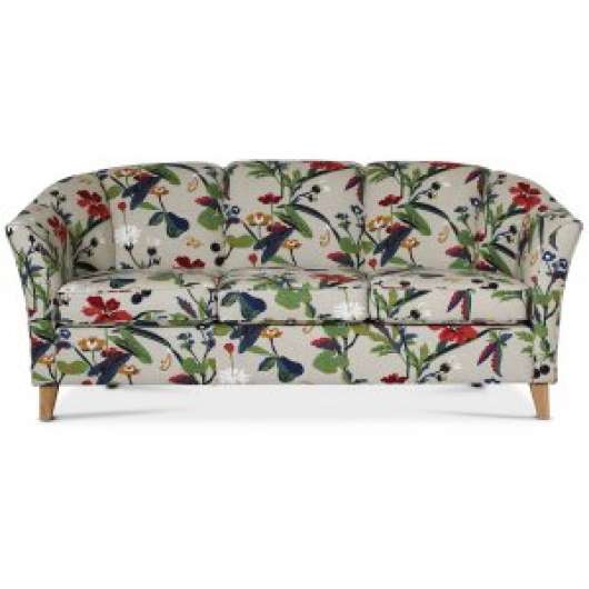 Gripsholm 3-sits soffa blommigt tyg + Fläckborttagare för möbler - 3-sits soffor