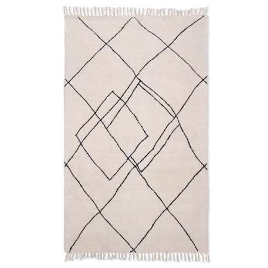 Handvävd zigzag Matta Black/White 150x240 cm