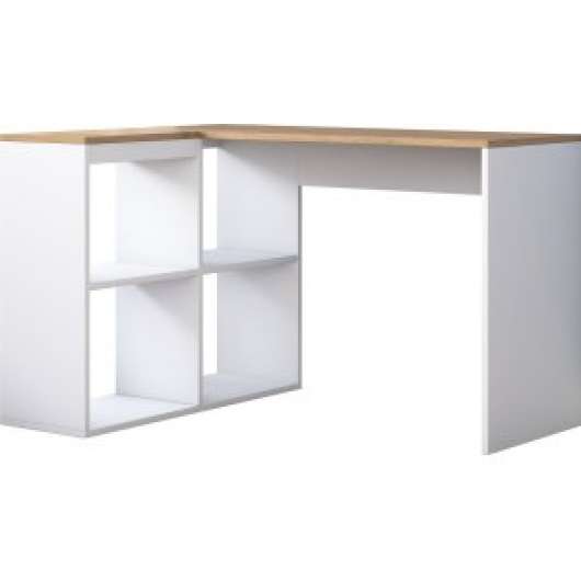 Haylie hörnskrivbord 120x50 cm - Ek/vit - Skrivbord med hyllor | lådor, Skrivbord, Kontorsmöbler