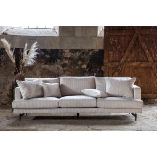 Hedlunda 3-sits soffa XL - Beige manchester + Möbelvårdskit för textilier