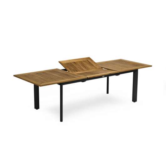 Hillerstorp - nydala bord 96x200/280 cm svart aluminium/teak ellipsben - fri frakt