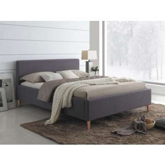 Josephine 160x200 cm sängram i grått tyg + Möbelvårdskit för textilier
