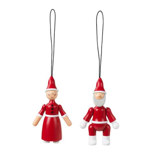 Kay Bojesen - Kay Bojesen Ornaments Santa Claus and Santa Clara 10 cm Röd/Vit