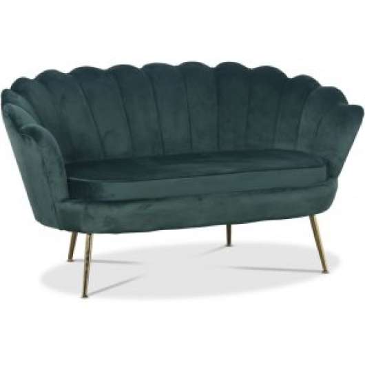 Kingsley 2-sits soffa i sammet - grön / mässing + Matt- och textilrengöring - 2-sits soffor, Soffor
