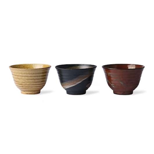 Kyoto Japanska Matchaskålar 3-pack Ø12,5x8 cm Keramik Multi
