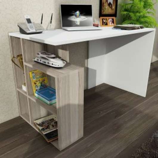 Laban skrivbord 120x60 cm - Vit/cordoba - Skrivbord med hyllor | lådor, Skrivbord, Kontorsmöbler