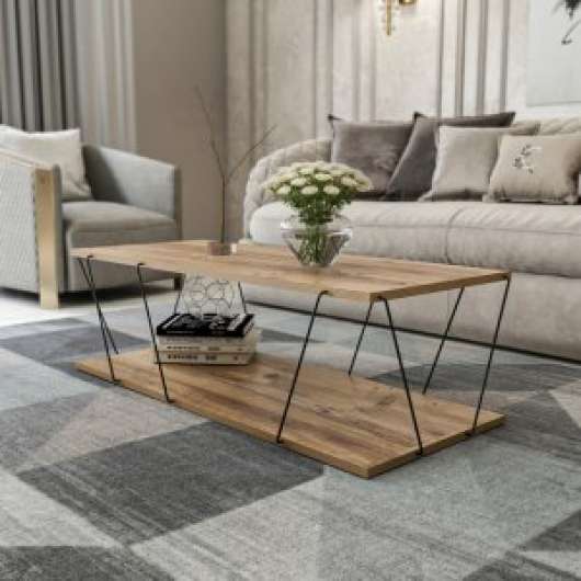Labranda soffbord 120 x 50 cm - Furu/svart + Fläckborttagare för möbler