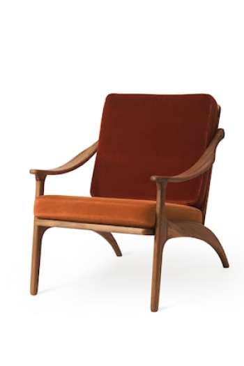 Lean Back Lounge Chair Brick red velvet/Rusty rose Sammet Teak