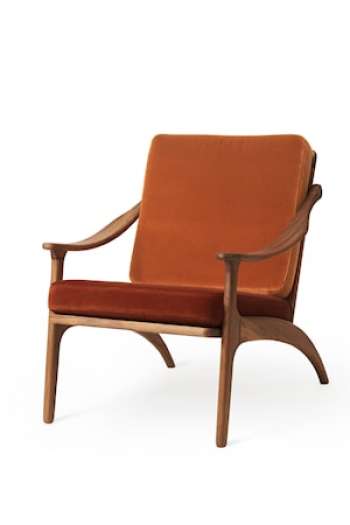 Lean Back Lounge Chair Rusty Rose velvet/Brick Red Sammet Teak