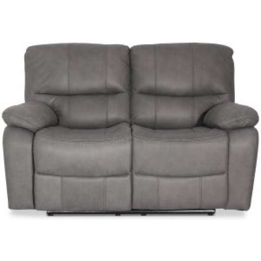 Manhattan biosoffa 2-sits reclinersoffa i grå PU + Möbelvårdskit för textilier - Biosoffor & Reclinersoffor, Soffor