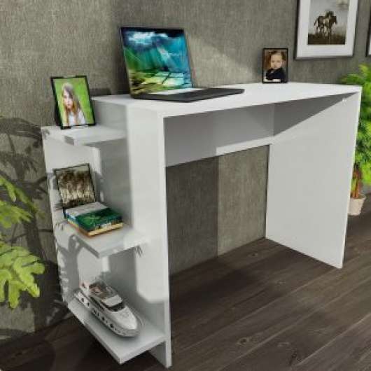 Marlinda skrivbord 104,5x40 cm - Vit - Skrivbord med hyllor | lådor, Skrivbord, Kontorsmöbler