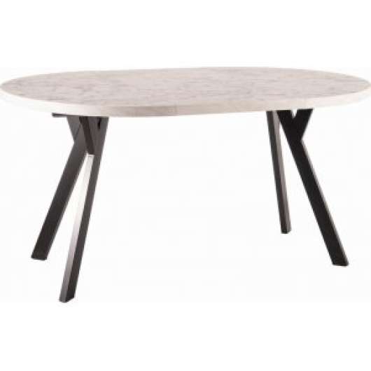 Medan matbord 100-168 x 100 cm - Vit marmoreffekt - Runda matbord, Matbord, Bord
