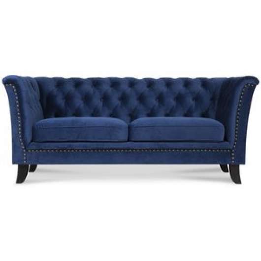 Milton 3-sits chesterfield soffa i blå sammet