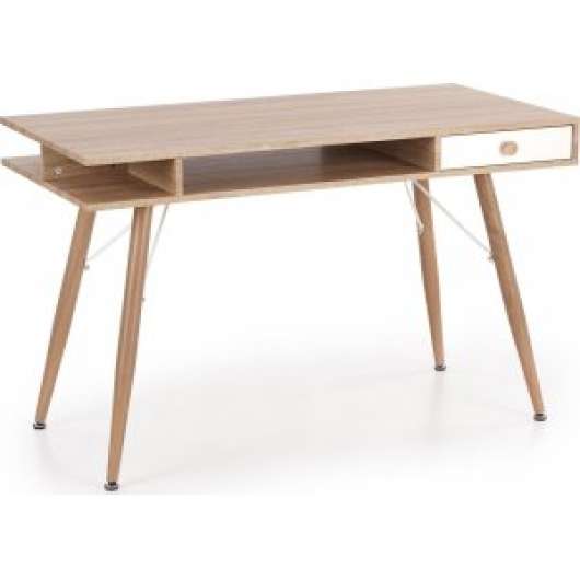 Miriam skrivbord 120x60 cm - Sonoma ek/vit - Skrivbord med hyllor | lådor