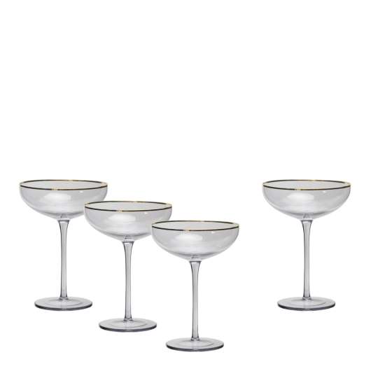 Modern House - Champagneglas med Guldkant 23 cl 4-pack  Soft Grey