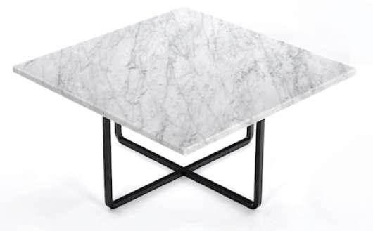 Ninety 60x60 soffbord - Carrara/svartlackerad metallstomme