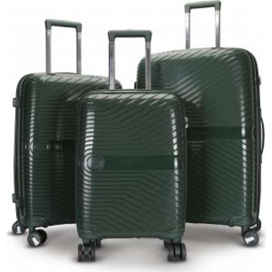 Oslo grön resväska med kodlås set om 3 st kabinväskor