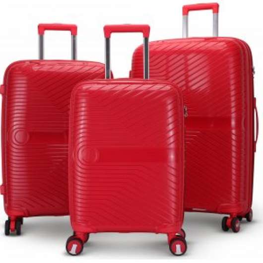 Oslo röd resväska med kodlås set om 3 st kabinväskor - Resväskor