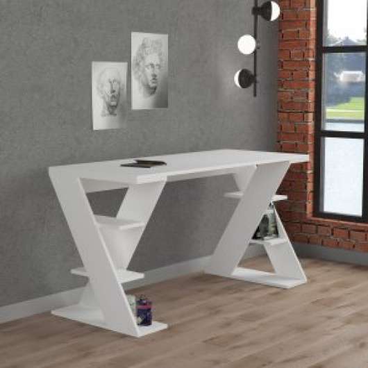 Papillon skrivbord 140x60 cm - Vit - Skrivbord med hyllor, Skrivbord, Kontorsmöbler