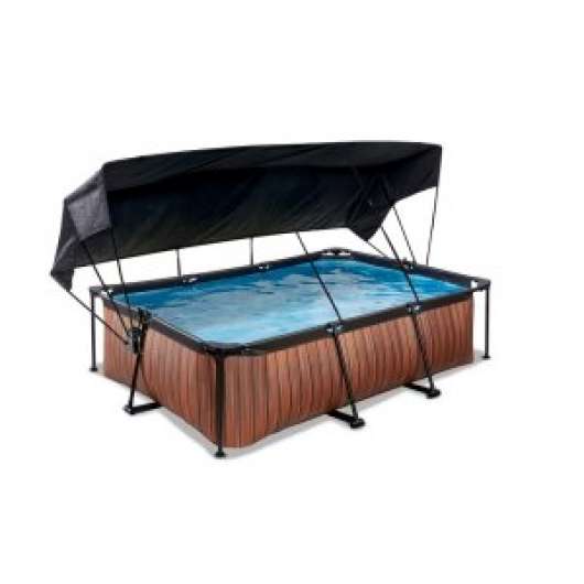 Pool 220x150x65cm med solsegel och filterpump - Brun - Ovanmarkspooler, Pooler, Utelek