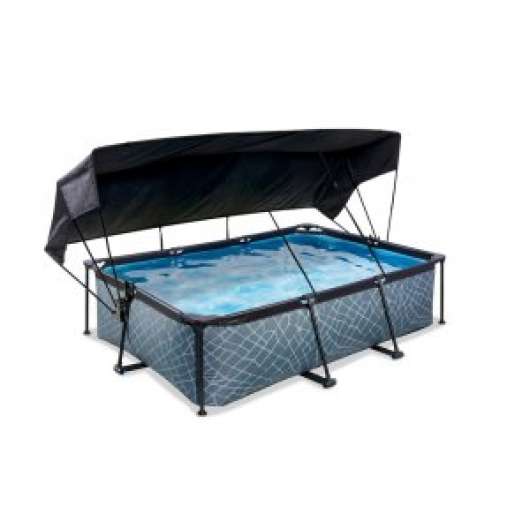 Pool 220x150x65cm med solsegel och filterpump
