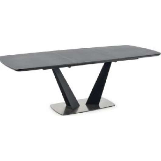 Post matbord 160-220 cm - Mörkgrå/svart - Matbord med glasskiva