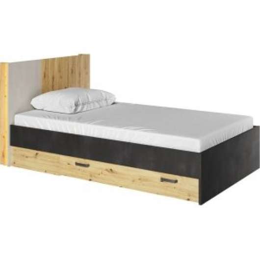 Qubic säng 120x200 cm - Artisan ek/grå/svart - Enkelsängar